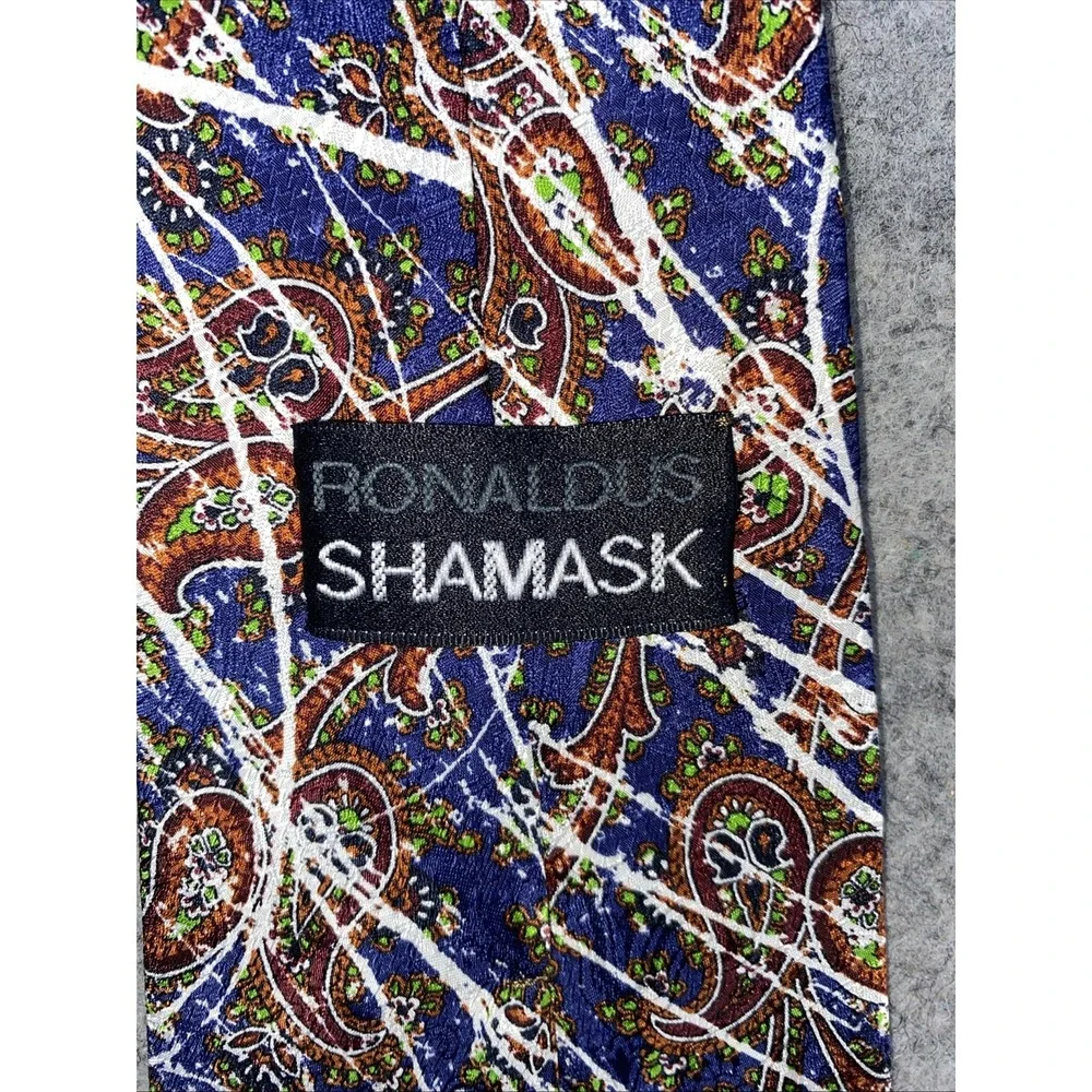 Ronaldus Shamask Navy & Brown‎ Paisley Silk Tie Made in Italy